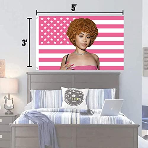 Флаг Ice Rapper Spice 3x5 Метра За улица, както и помещения, Розово Плакат Icespice, американски флаг, на гоблен за Спални, дневен