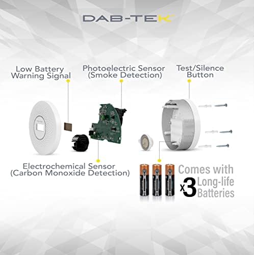 Детектор за дим и въглероден оксид DAB-TEK 2 в 1 (комплект 3 батерия с дълъг живот). Детектор за дим, Комбиниран Детектор