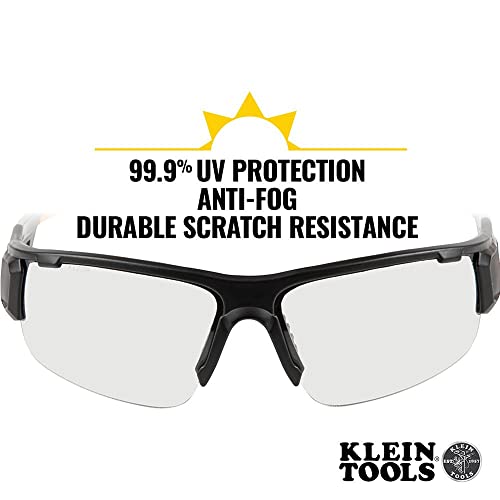 Защитни очила Klein Tools 60536, Професионални Защитни Очила от ЛПС с Полукадрой, Устойчиви на надраскване и фарове за мъгла,