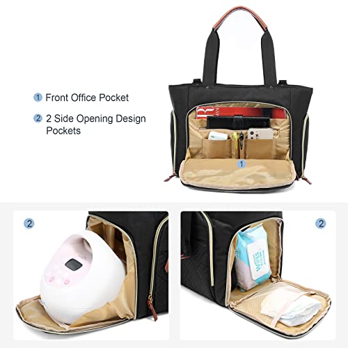 Чанта за молокоотсоса, Чанта за памперси LOVEVOOK, Комплект от 3 теми, Работна чанта за Кърмещи майки с джоб за лаптоп 15 инча,