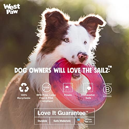 Летящ диск за кучета WEST PAW Seaflex Sailz – Играчки за кучета, които могат да се перат в машина, за тези, които обичат Умерено дъвчат по