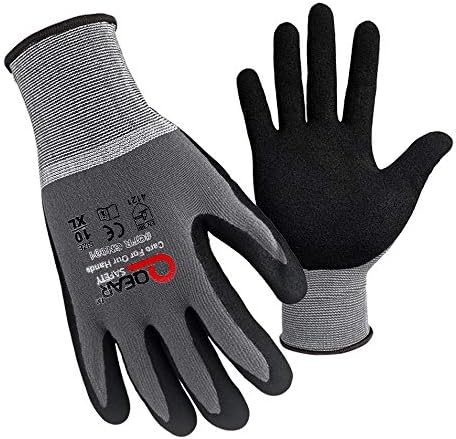 QEAR 3 Чифта работни защитни ръкавици общо предназначение от разпенен нитрилового гума с покритие на дланите, вязаная Еластична,