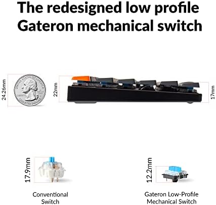 Голям макет Keychron K5 SE, Ультратонкая Безжична Ръчна клавиатура Bluetooth /Wired-USB с Низкопрофильным ключа Gateron Blue, 104 клавишите