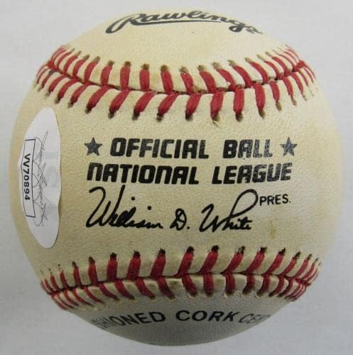 Еди Матюс Подписа Автограф Rawlings Baseball w/HOF Insc JSA VV70894 - Бейзболни топки с Автографи
