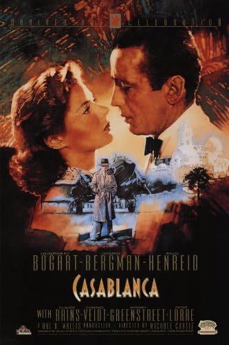 Графики на поп-културата Плакат на филма Казабланка 11x17 Хъмфри Богарт Ингрид Бергман Пол Хенрид Клод Рейнс