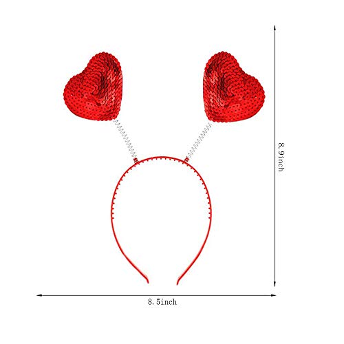 Hosfairy 2 бр., Червена Превръзка на Главата с Пайети във формата на Сърце, Панделка за Коса на Свети Валентин, Контур за Коса,