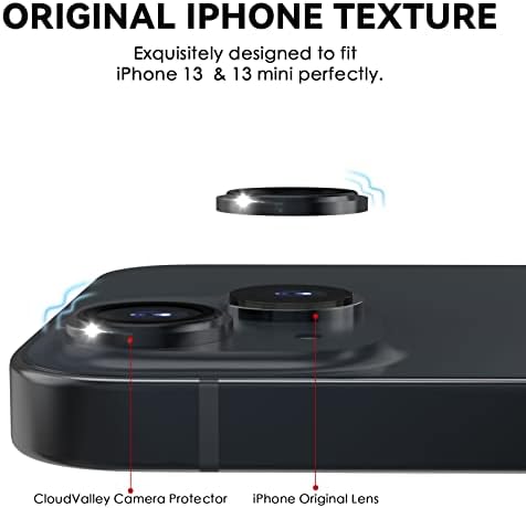 CloudValley за iPhone 13 6,1/13 Mini 5,4 Защитно фолио за обектива на камерата, Оригинално Защитно Пръстен За обектива на апарат