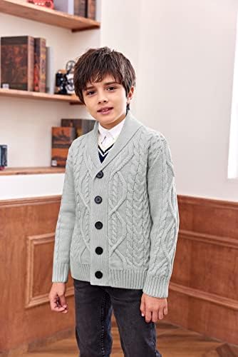 Ciaorbis/ Жилетка за деца и момчета, Пуловер с яка-шал, копчета, Вязаная на Горно Облекло с V-образно деколте и дълги ръкави от 3 до 12 години