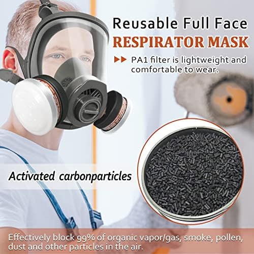 XINBTK Множество Полнолицевая Респираторная маска за лице - с тонер касета с органични двойки P-A-1, Противогаз с 10 бр. Хлопчатобумажным