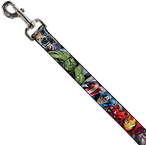 Кученце на каишка на Marvel Отмъстителите 4 Пози Супергерои отблизо с Дължина 6 метра и ширина 1.5 инча, Многоцветен (DL-6 ФУТА-WAV012-W)