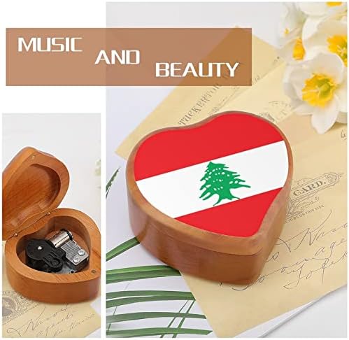 Знаме на Ливан Музикална Ковчег в Формата на Сърце Дървени Музикални Кутии-Добрият Подарък за Годишнина, Коледа, Рожден Ден