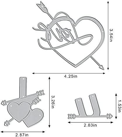 Метални Печати във формата на Сърце за производство на пощенски Картички, Щампи за рязане на думи Стрела да Те Обичам направи си