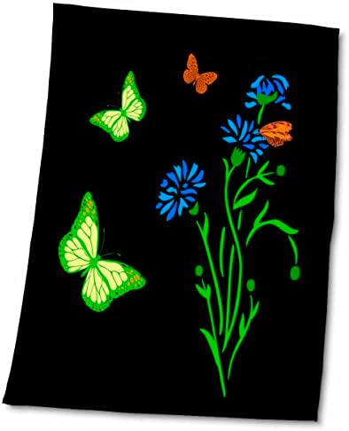 3. Начертайте изображения сини васильков и жълти и кафяви пеперуди в черни кърпи (twl-276029-3)