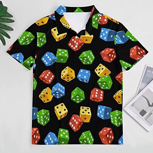 Мъжка риза Поло Colorful Dice, Обикновени Тениски с Къс Ръкав, Ежедневни Блузи С Чертеж