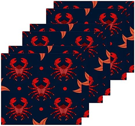 Комплект кърпички за миене на съдове ALAZA Red Crab Dot - Опаковка от 6 Памучни Кърпички за лице, е добре Абсорбиращи и мека на допир