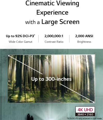 LG CineBeam 4K UHD Проектор HU710PW - DLP-Умен Проектор за домашно кино, Бял