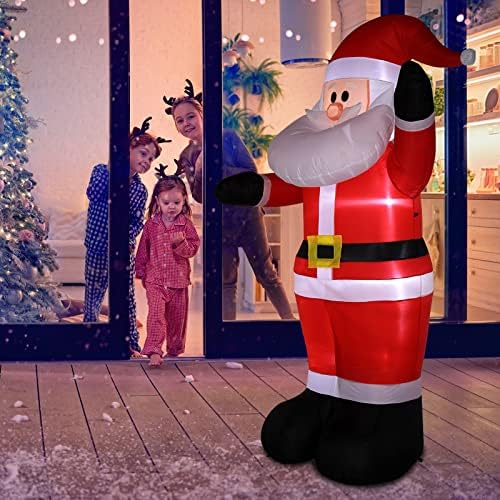 HQQQD 8ft Коледна Украса Надуваем Дядо Коледа Led Лампа, Улични Празнични Декорации за Двор, Градинска Поляна