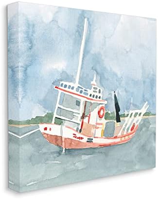 Рибарска лодка Stupell Industries, Кораби Туристически Кораб, Акварел, живопис, Дизайн на Ема и на Каролин