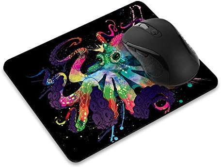Нескользящий Правоъгълна Подложка за мишка FINCIBO, Цветна Подложка за мишка във формата на Октопод Черен Цвят за Дома, офиса и картинката