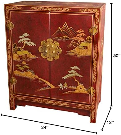Шкаф за източна мебели, покрити с червен лак