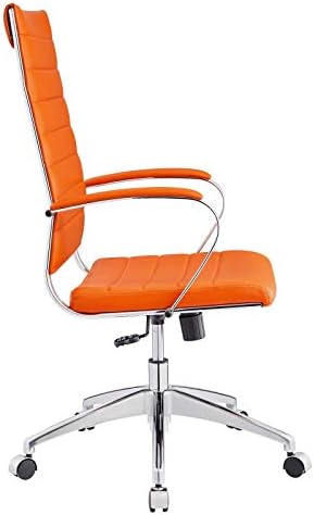 Високо офис стол за мениджъри Modway Jive с оребрена с висока облегалка и подлакътници оранжев цвят