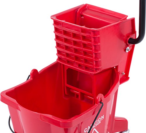 Кофа за Парцал Carlisle фирми от сферата Products Пластмасови Търговски обект със Странична Отжимом, 26 Литра, Червено