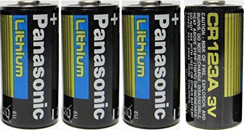 Литиева батерия Panasonic cr123a lithium 3V Литиева Фото батерия, Диаметър 0,67 x 1,36 H (17,0 mm x 34,5 mm), черен /Златен / Синьо