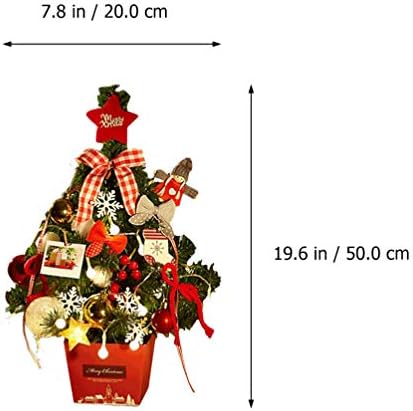 Настолен Мини Led Коледно Дърво DOITOOL с Коледни Топки, Червени Плодове, Борови Копче, Декорации във формата на Banta Централните