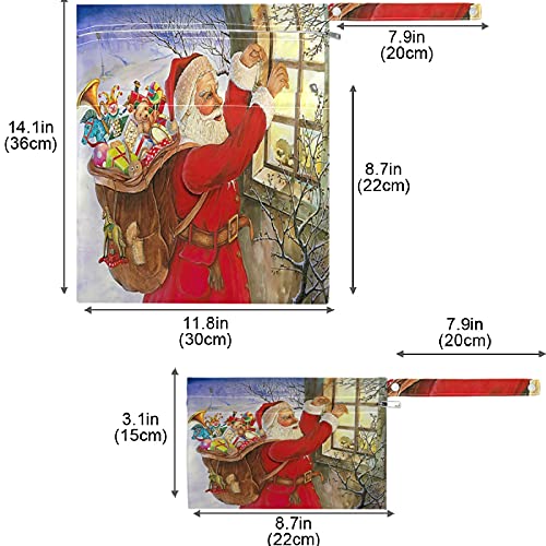 visesunny Картина на Коледа Дядо Коледа И Подарък 2 бр. Мокри чанта с джобове с цип Моющаяся Множество Голям за Пътуване,