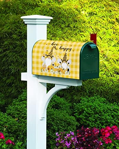 Джуджетата Пчелен Пощенска кутия Корица Happy Bee Honey Джуджетата Цвете Маргаритки на Жълто-бяла Карирана Корицата на Пощенска