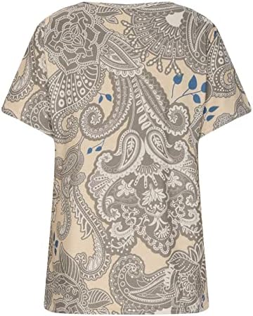 2023 Облекло Модерен Памучен Тениска с V Образно Деколте и Графичен Дизайн с Къс Ръкав, Ежедневна Блуза, Риза за Дами, Есента-Годишният Топ