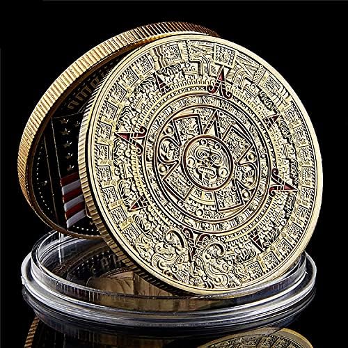 Мексико Слънчевият Камък на Ацтеките Монета на Ацтеките Монета с Календар на Ацтеките (Златен)
