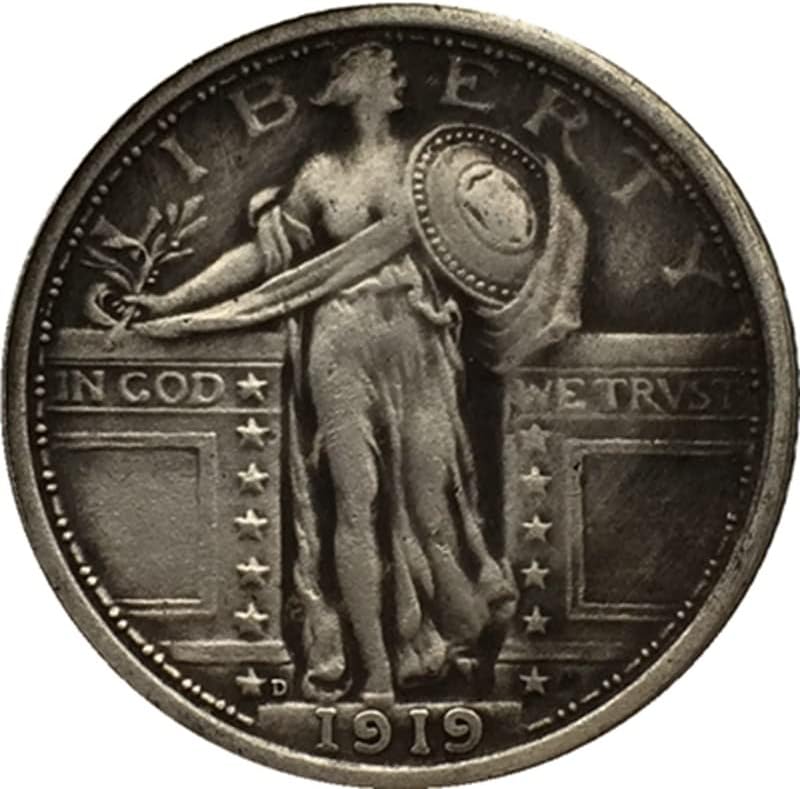 7 Различни Дати D Версия на Американската Вертикална Монета От 25 Цента, Месинг със сребърно покритие Старинни Занаяти Чуждестранни Възпоменателни Монети 24 мм