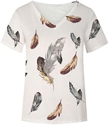 Есенно Годишната Графична Блуза, Тениска за Жени С Къс ръкав 2023 Облекло Памучен Блуза за Обяд с VОбразным деколте M2 M2