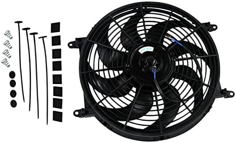 KUUHLERSAT 14 Инча 12 90 W Универсален Електрически Радиатор, Охлаждане на Тънък Вентилатор push-pull Комплект за закрепване (Черен)