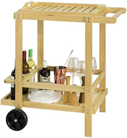 Сервировочная количка с държач за бутилки и подвижна тава Кухненска количка Количка за бара (Цвят: A, Размер: 53 x 85 x 76 см)