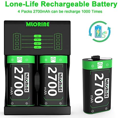Mlorine Батерията на контролера на Xbox капацитет 2700 mah и Перезаряжаемое Зарядно устройство Изтрити Батерии, Аксесоари