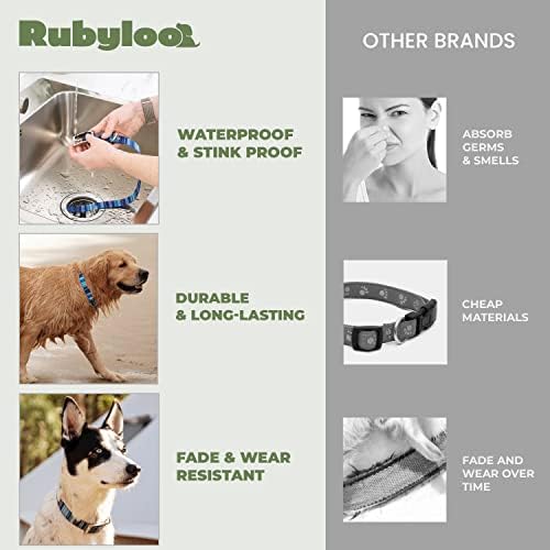 Комплект непромокаеми греди и каишки Rubyloo за кучета | Малка яка и Каишка с ширина 6 метра (3/4 инча) | Водоустойчив, Защитен