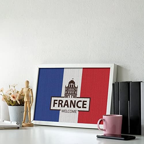 Франция Добре Дошли Флаг Диамантена Живопис Комплекти 5D направи си САМ Пълна Тренировка Планински Кристал Изкуство Стенен Декор за Възрастни