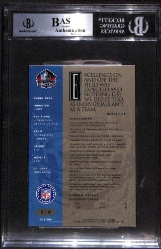 7 Боби Бел - 1998 Ron Mix HOF Платина Футболни картички Autos (Звезда) оценката на БГД Футболни топки С автографи