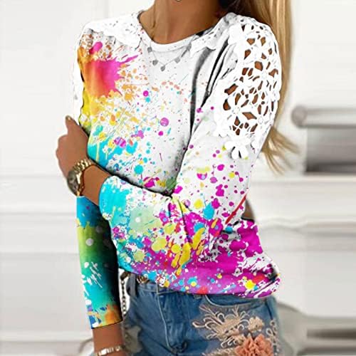Дамски Блузи, начинът, по който Ежедневни Лейси Тениска С Открити Рамене, Дълъг Ръкав И кръгло деколте, Риза Модерен За майките,