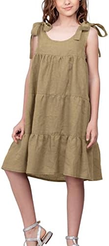 Летни Ежедневни рокли Miniketty За момичета, Хубава Плажна Диференцирани Рокля-слънце Без Ръкави С Рюшами