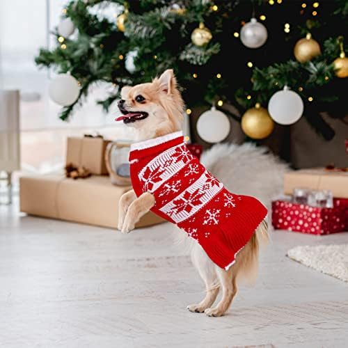 Pedgot 2 опаковки Коледна Рокля за кучета, Топъл Коледен Пуловер за кучета, Коледно Облекло за домашни любимци, Вязаное