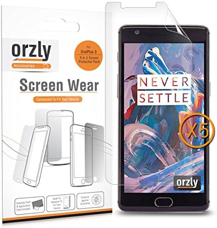 Защитни фолиа Orzly OnePlus 3 / OnePlus 3T, комплект от 5 прозрачни защитни листа за смартфон ONE Plus Three (оригинален