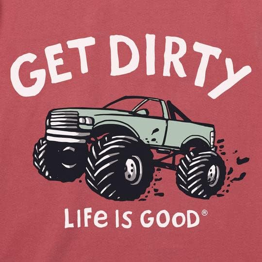Животът Е Красив. Тениска Kids Get Dirty Truck SS Crusher Tee, Выцветшая Червена, XX-Large