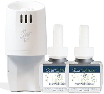 Стартов пакет на освежителя на въздуха за дезодорирования миризма на домашни любимци ScentDiffuse с 1 Свеж Дезодорант за домашни