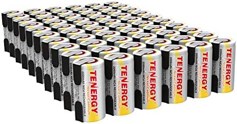 Батерия Tenergy 2200mAh Sub C NiCd за електрически инструменти, Акумулаторни Батерии Sub-C с плосък покрив 1,2 В раздели, 15 бр. в опаковка