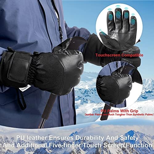 Ски Ръкавици за мъже и Жени, Водоустойчиви Топли Снежни Ръкавици за Студено Време, Ръкавици за каране на Сноуборд с Сензорен екран