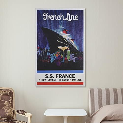 ToMart French Line SS Френски Луксозен Круизен Плакат Винтажное Изкуство Печат върху Платно, Подарък Картина, с монтиран