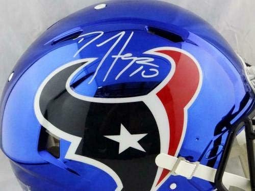 Автентичен каска DeAndre Hopkins с автограф Houston Texans F/S Chrome Authentic - JSA W A - Каски NFL с автограф